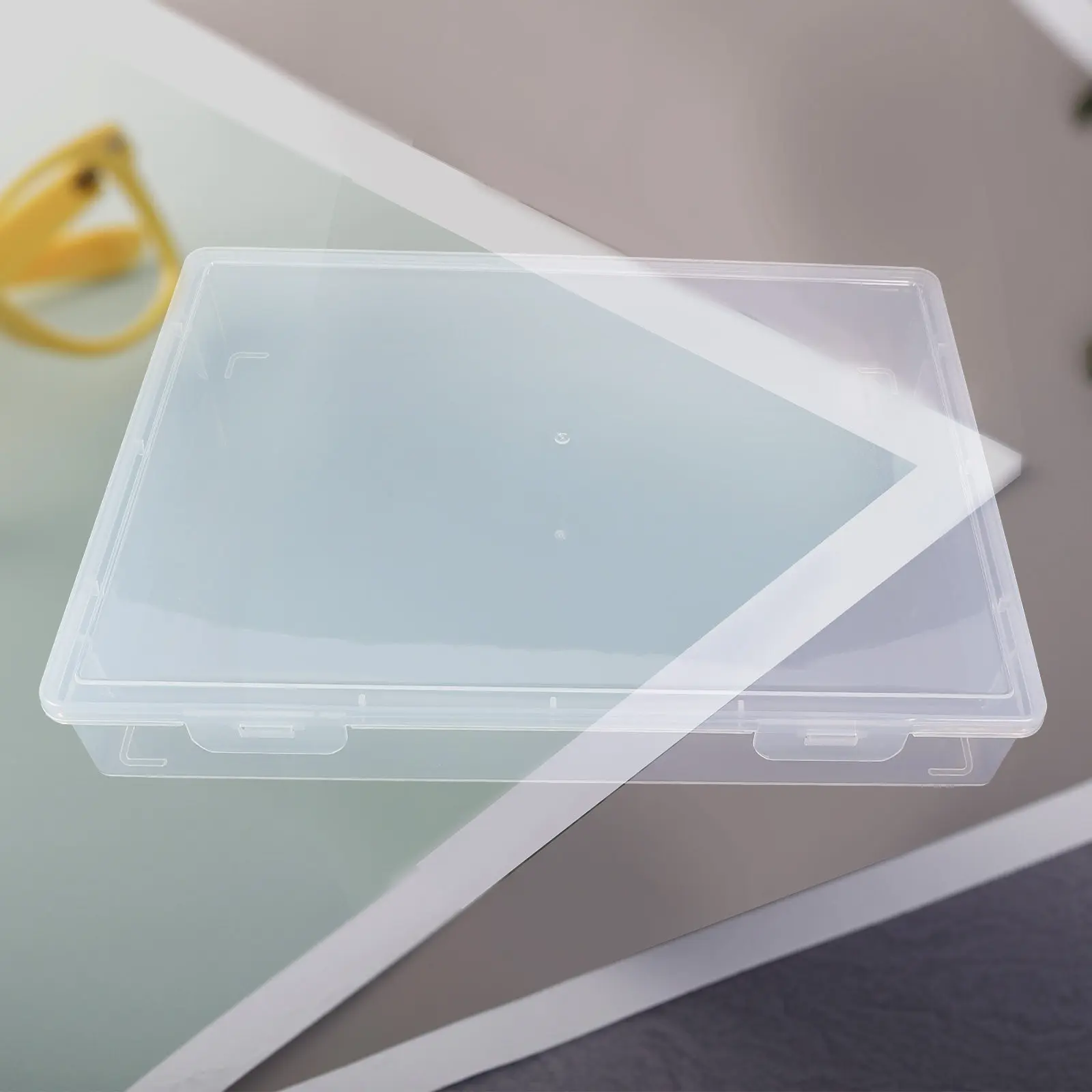 플랫 스타일 문서 보관 상자 PP 플라스틱 정리함 파일 케이스 대용량 사무실 데스크탑 책장 파일 보관 상자