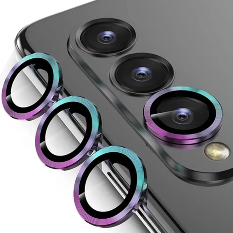 Premium Metal Ring Tempered Glass Camera Lens Protector & Back Cover