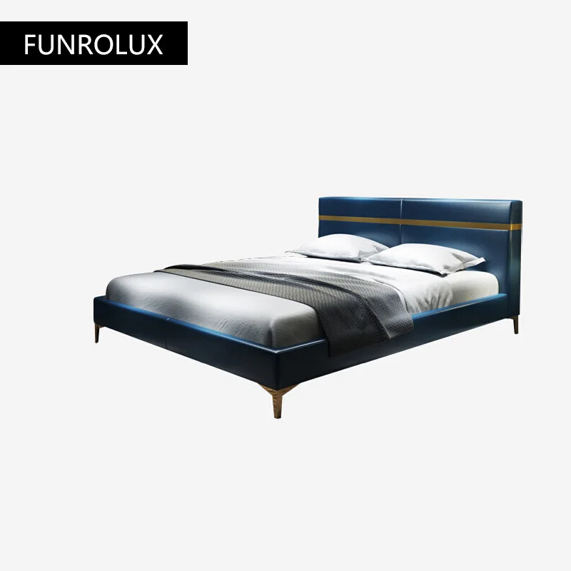 

Modern bed leather bed master bedroom double minimalist1.8mStorage high-end soft bed small apartment marriage bed