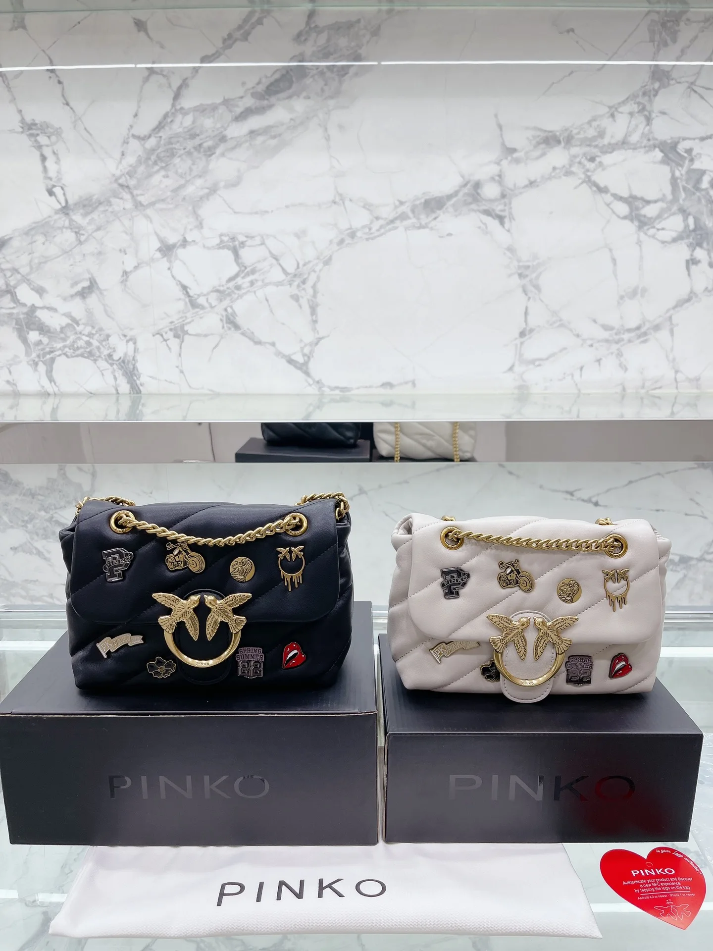 

PINKO Love Bag Woman Luxury Brand Original Designer Mini Bag Leather Swallow Bags Chain Straps Handbags Charm Bag for Women