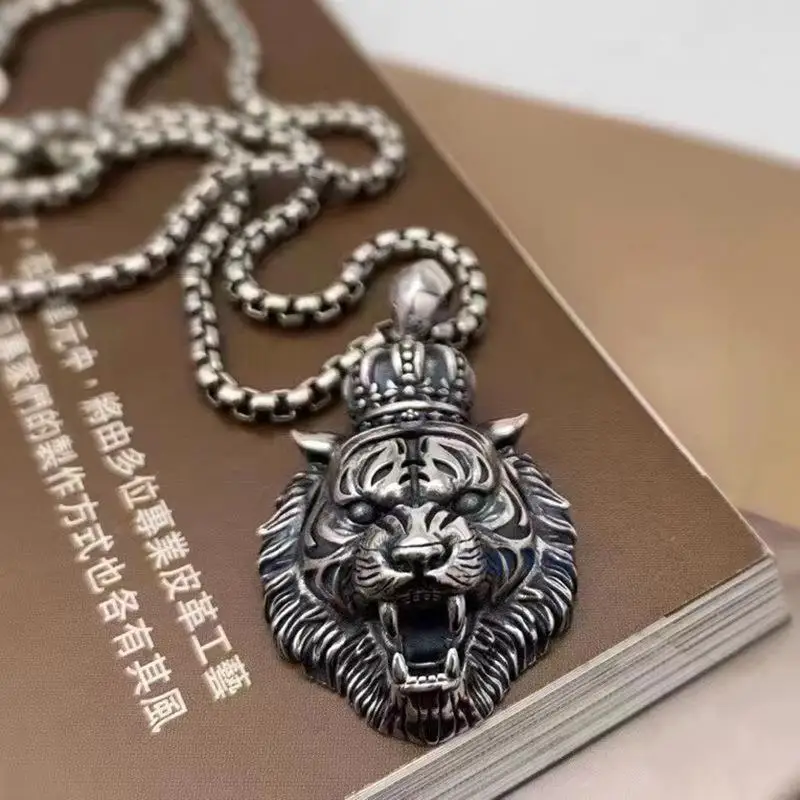 

Thai silver ancient sautoir S925 pure silver personality swagger tiger male fashion jewelry pendants fashion necklace