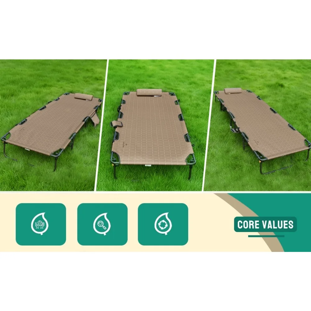 Description Picture 2 of itemSunnyfeel Brown Printed Sturdy and Comfortable Portable Camping Cot with Side Pocket for Outdoor Use Furnishings Camping Cots
