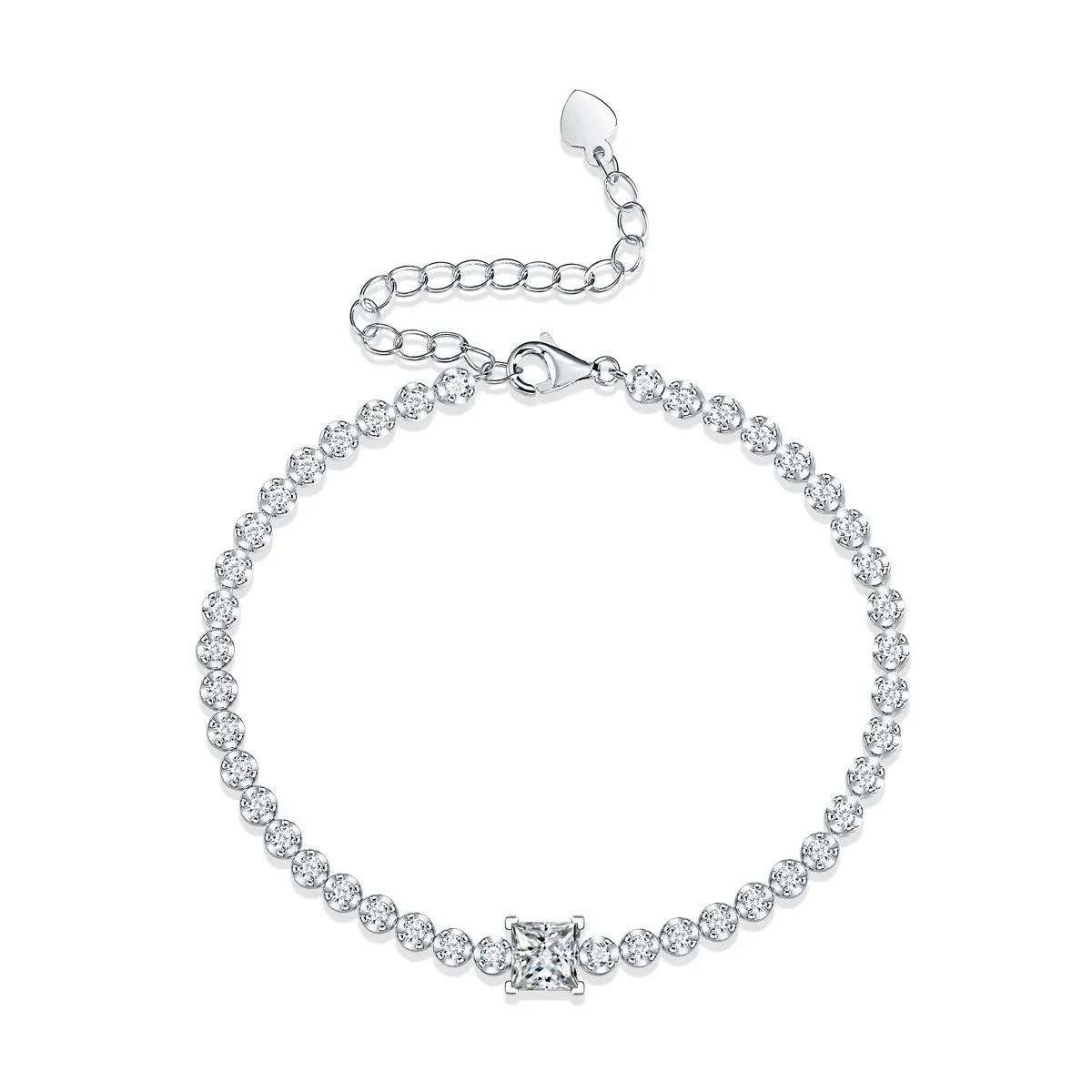

L13339Lefei Fashion Luxury Trend Classic Simple Moissanite 1ct Square Bracelet For Women 925 Sterling Silver Party Jewelry Gift