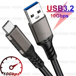 USB3.2 10Gbps Cable USB Type A to USB C 3.1/3.2 Gen2 Cable Data Transfer USB C SSD Hard Disk Cable 3A 60W QC 3.0 Fast Charging
