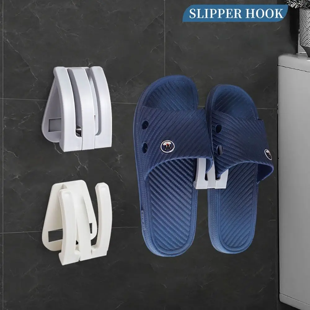 

Punch-Free Slippers Rack Durable Save Space Bathroom Organizer Slipper Holder Wall Mounted Shoes Hook