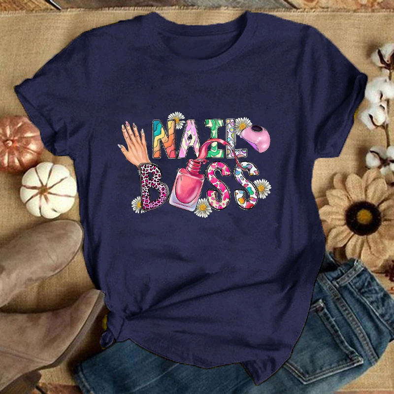 Neue Manikürist Brief gedruckt T-Shirts für Unisex Sommer T-Shirt Männer lässig Kurzarm Rundhals-Tops T-Shirts(Premium-Tops – Detail 6