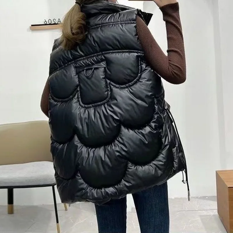 2023 New Down Cotton Vest Women Autumn Winter Short Loose Casual Waistcoat Womens Fashion Large Size Sleeveless Jacket Top