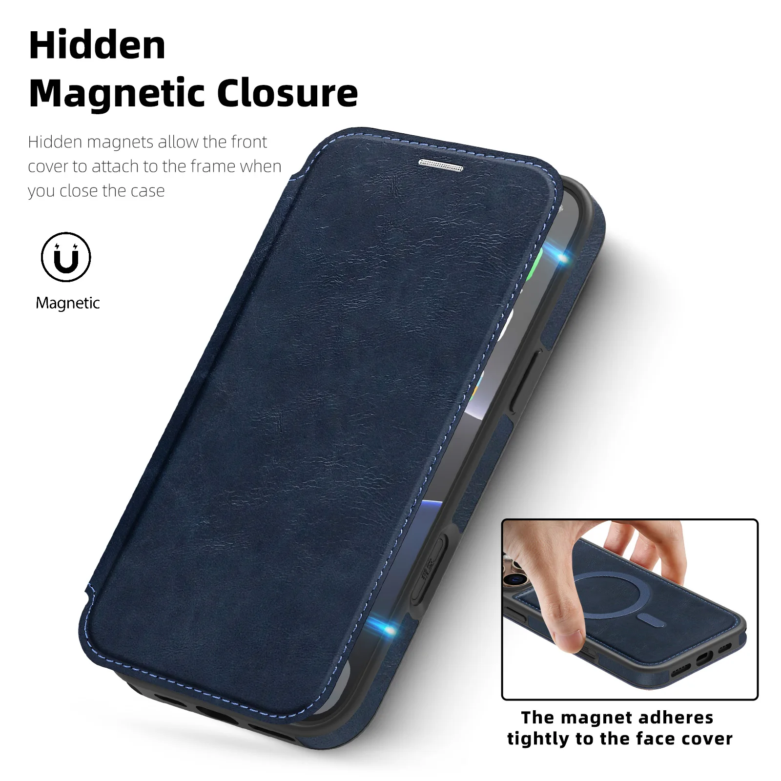 Magsafe Leather Wallet Case with Magnetic Wireless Charging and Credit Card Holder