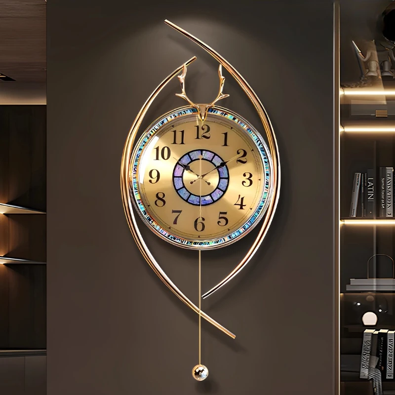 Italian Handcrafted Premium Shell Eye Design Ornate Wall Clock Luxury Minimalist Style Creative Living Room Home Decor Timepiece