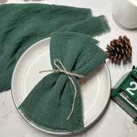 10pcs 32x32cm Wholesale Christmas Red Gauze Cotton Cloth Napkins Reusable Tea Towel Wedding Party Table Decor Retro Burrs napkin 1