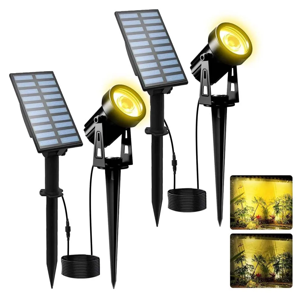 2pcs 3000K Solar Lamp For Tree Outdoor Garden Decoration IP65 Waterproof Warm Lights Yard Landscape Street Solar Wall Spotlight