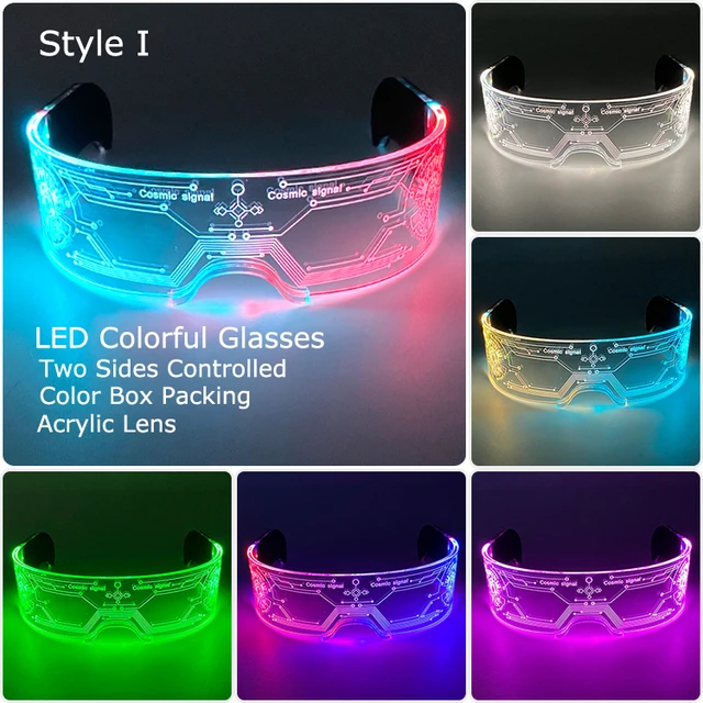LED Light Up occhiali luminosi, occhiali colorati per Bar, KTV, Halloween  Glow Party, 2 lati di controllo, 7 colori - AliExpress