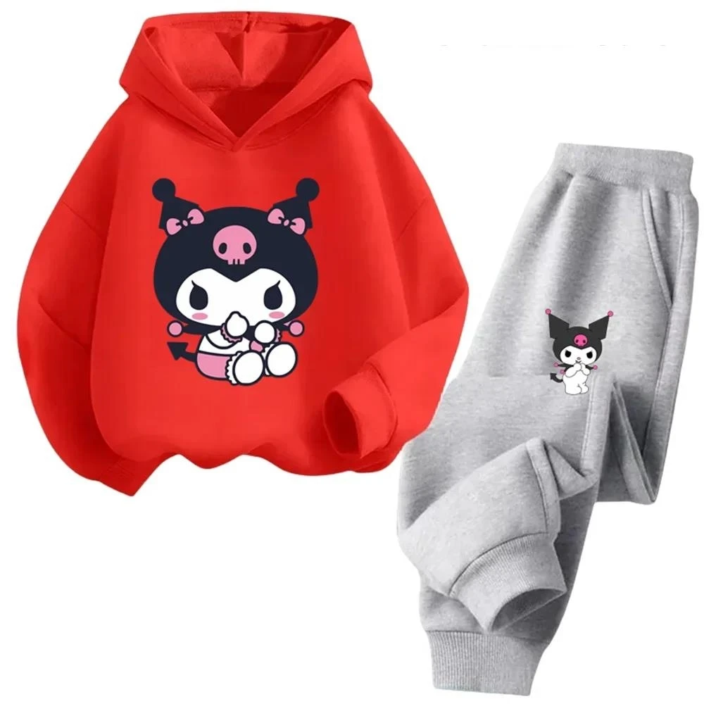 thumbnail image 1 of Conjunto de sudadera con capucha para deportes al aire libre para niños y niñas de 3 a 14 años con dibujos animados de Hello Kitty Kuromi, 1 of 4
