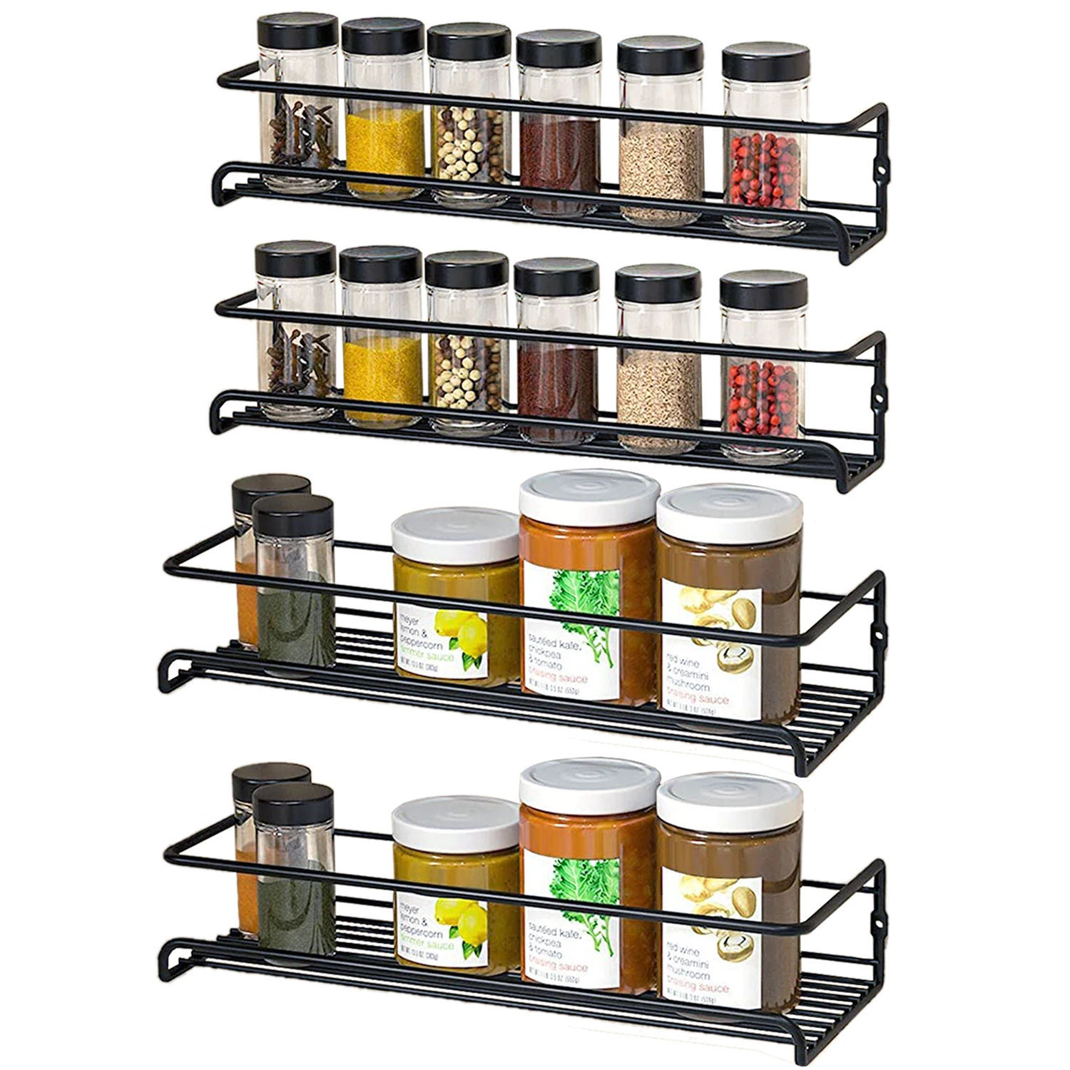 Metal Kitchen Seasoning Shelf Organizer  Wall Mount Spice Racks Kitchen -  Metal - Aliexpress