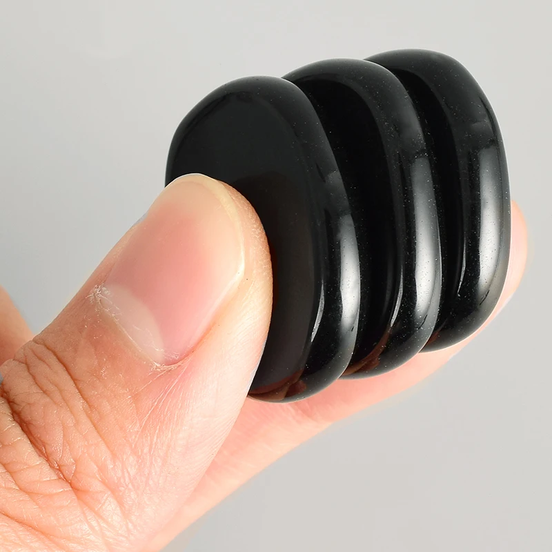 Obsidian Palm Stone 7 Pcs Chakra Set Crystal Worry Thumb Gemstone Hand Massage Skin Care Tool Body Natural Jade Beauty Product