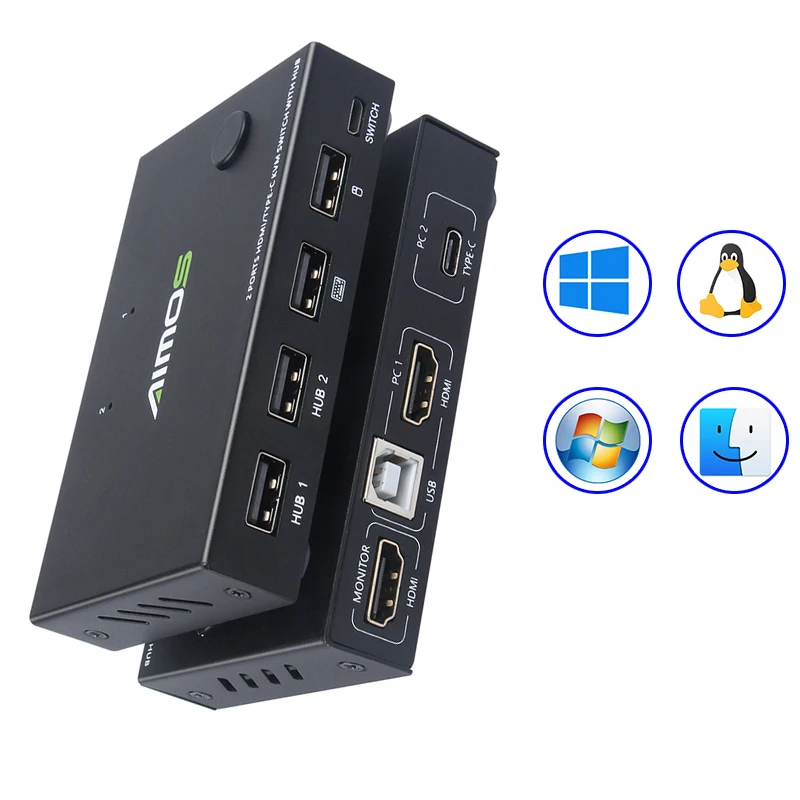 

TYPE-C/HDMI-compatible KVM switcher 2 In 1 Out Multi-function Game KVM Splitter Extender Splitter Switch Adapter/Converter 4K