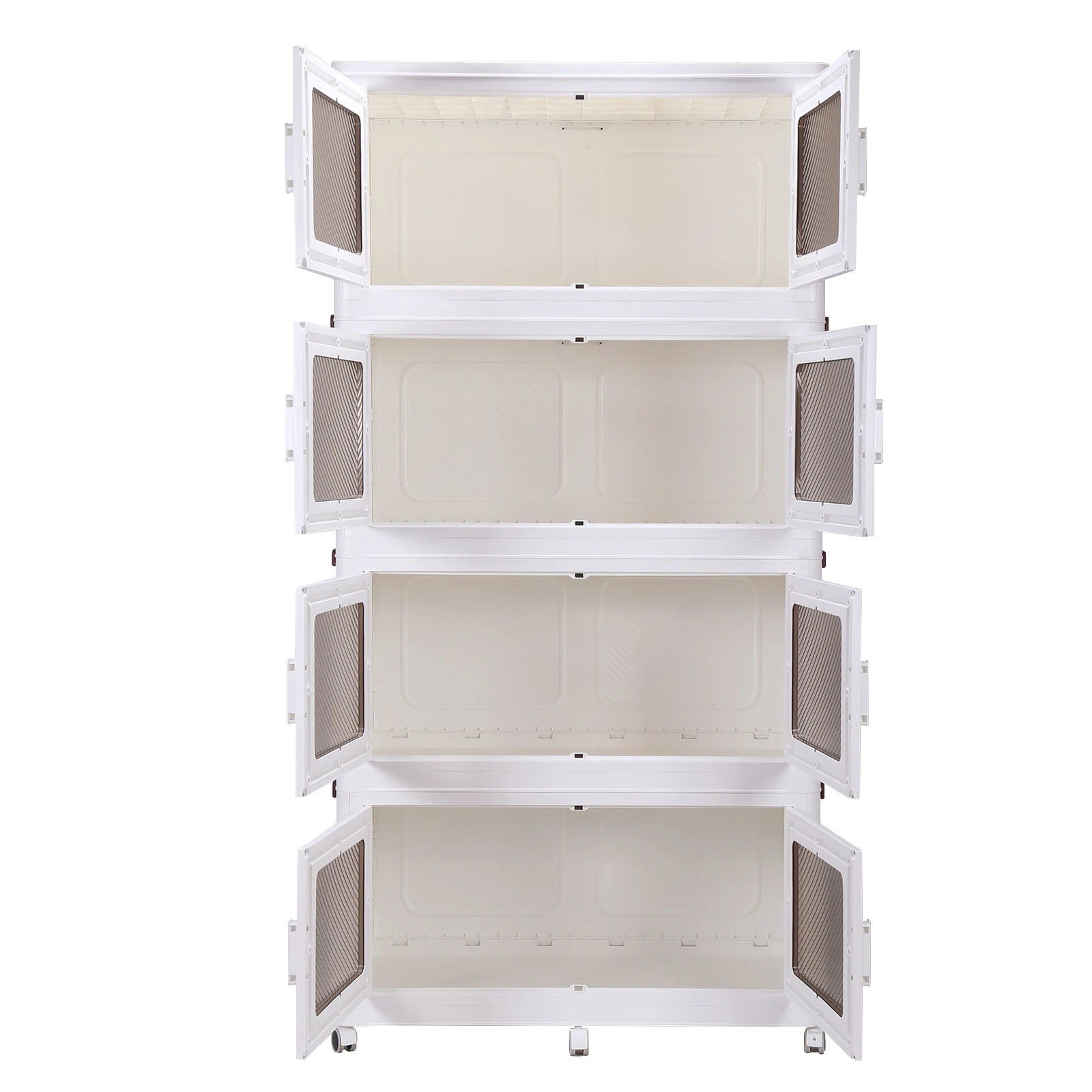 Plastic Stackable Storage Bin with Wheels for Closet Organization