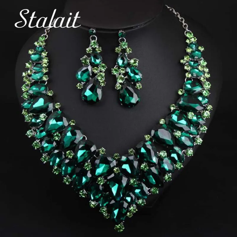 Big Water Drop Full Crystal Wedding Jewelry Sets 1