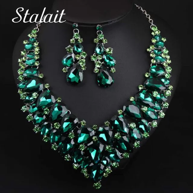 Big Water Drop Full Crystal Wedding Jewelry Sets 1