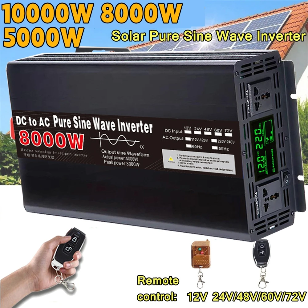 10000W 8000W Pure Sine Wave Inverter 10KW DC 12V 24V 48V To AC 110V ...
