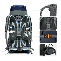 Night Cat Camping Backpacks 90L with Internal Frame Hiking Backpack for Men Women Waterproof Lightweight Breathable Outdoor 2