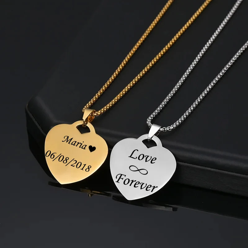 Engraved Necklace Heart Stainless Steel Necklaces Nextvance Custom