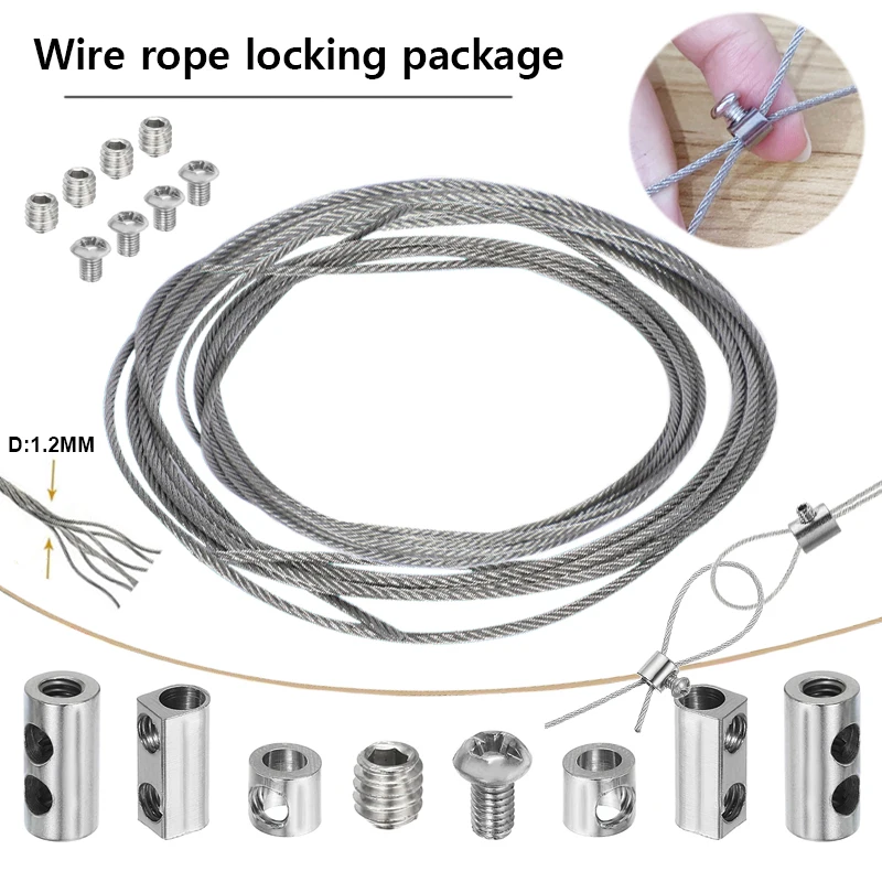 Stainless Steel Wire Rope Buckle 1 set 304 stainless steel wire rope single/double hole buckles clip adjustable cable clamp thread lock clip hardware fasteners