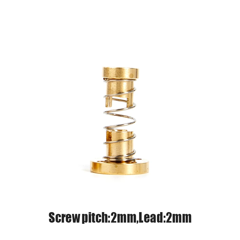 1 Pcs T8 Anti-backlash Lead Screw Brass/POM 2MM 4MM 8MM 3D Printer Parts Anti-backlash Spring Nut High Quality 