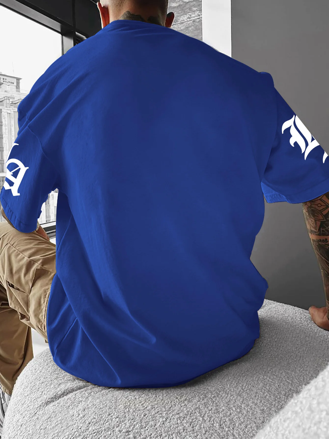 Herren-T-Shirt im amerikanischen Retro-Stil mit Los Angeles-Aufdruck, lockerer Rundhalsausschnitt, Street-Style, lässiges Oberteil – Detail 15