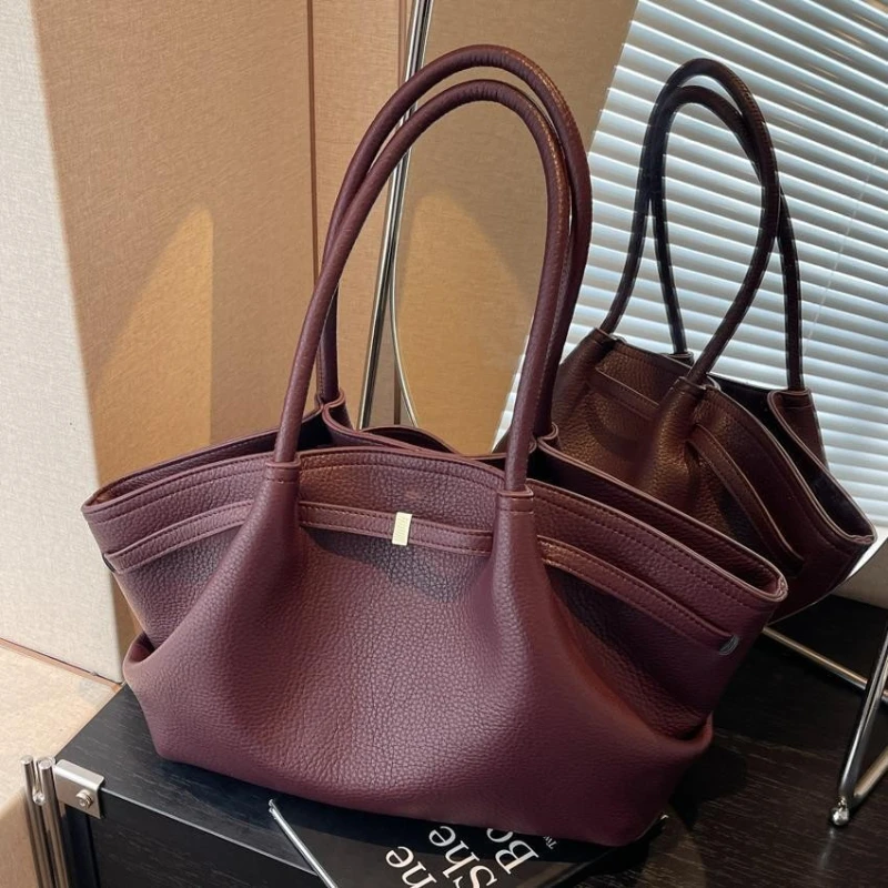 2026 New Lychee Pattern Underarm Shoulder Bags For Women Soft PU Leather Large Capacity Mini Tote Bag Luxury Designer Handbags