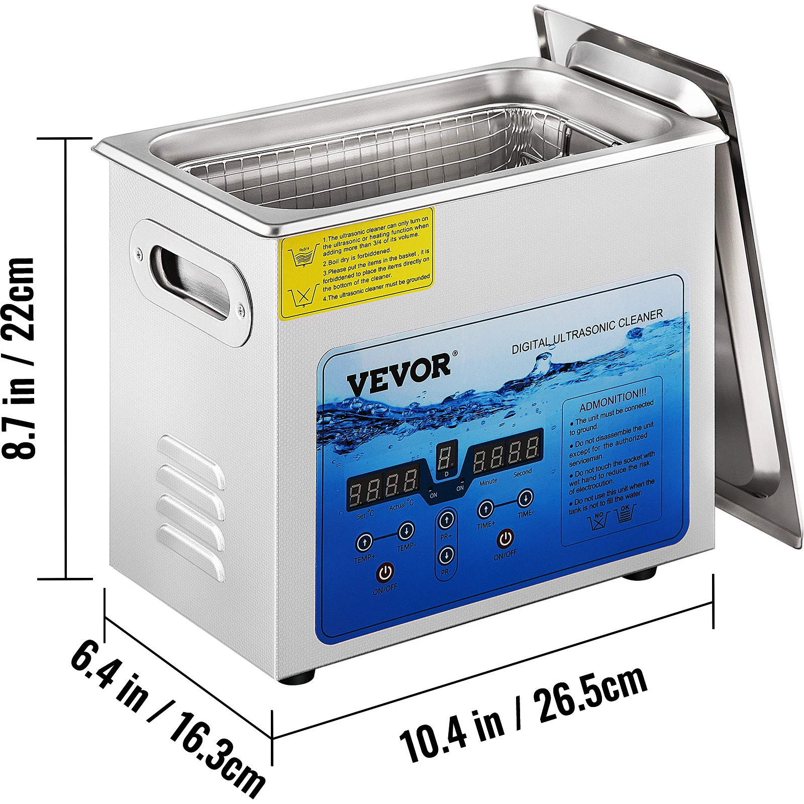 VEVOR 3L 6L 10L 15L Ultrasonic Cleaner Mini Portable Washing Machines 36-40KHz Adjustable Frequency Dish Washers Home Appliance images - 6