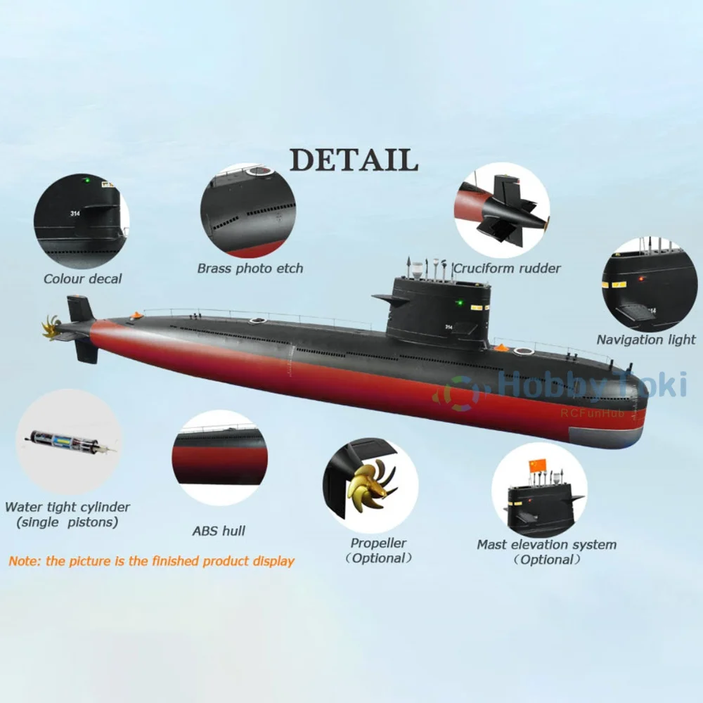 1/72 China Type 039 Song Class RC Submarine Model Kit DIY Boat, Military Collectible Hobby Building Scale Ship 7603K HobbyToki