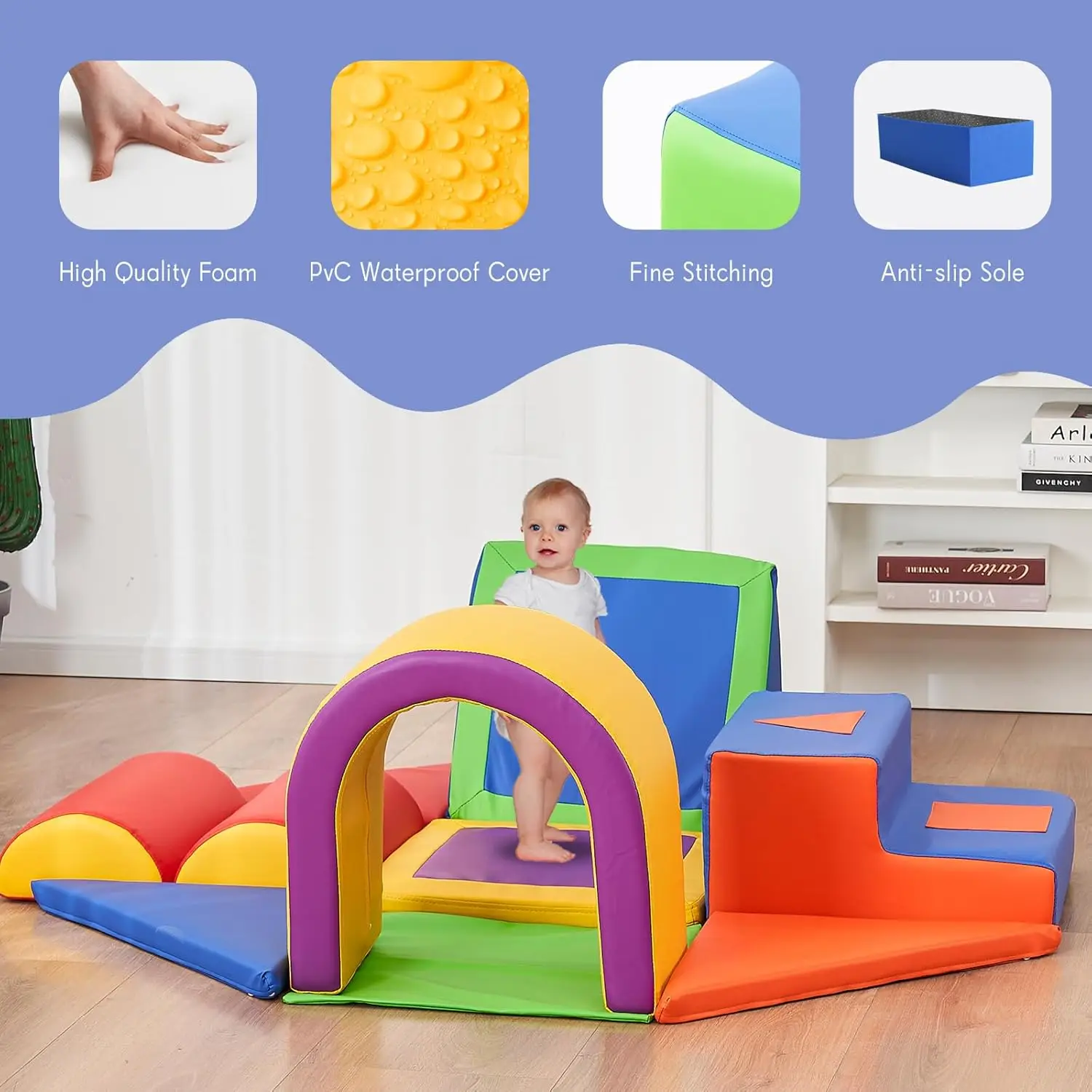 Toys for Toddlers, 11pcs Toddler Climbing Toys Indoor for Climb,Crawl and Slide, Soft Play Foam Climbing Blocks Toddlers