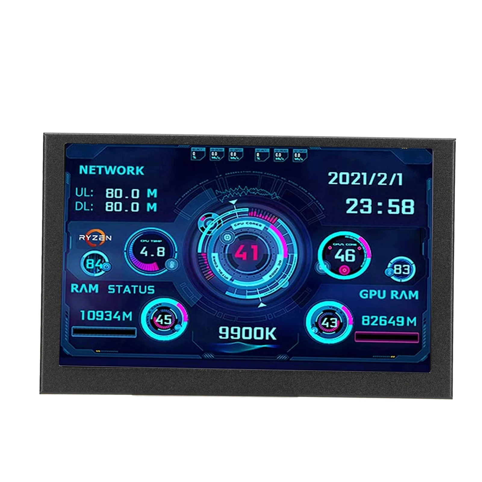 미니 ITX PC 케이스 모니터, PC CPU 데이터 모니터, 5 인치 IPS USB C 타입, AIDA64 온도 디스플레이, PC CPU GPU 데이터 모니터