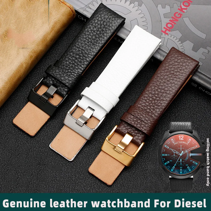 22 24 26 28 30Mm Cinturino In Vera Pelle Cinturino Per Cinturino Diesel Dz1657 Dz1405 Dz1206 Dz4323 Dz7313 7257 Maschio Nero Marrone