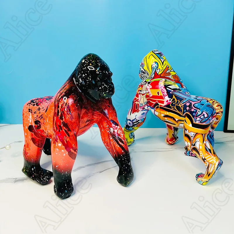 1pc Realistic Resin Gorilla Shaped Decoration Piece For Home
