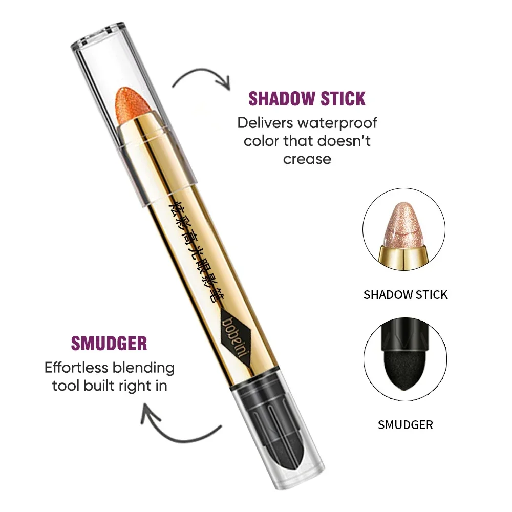 Double-Ended Eyeshadow Stick 6 Colors Waterproof Long-Lasting Matte Glitter Contour Highlight Certified Unisex