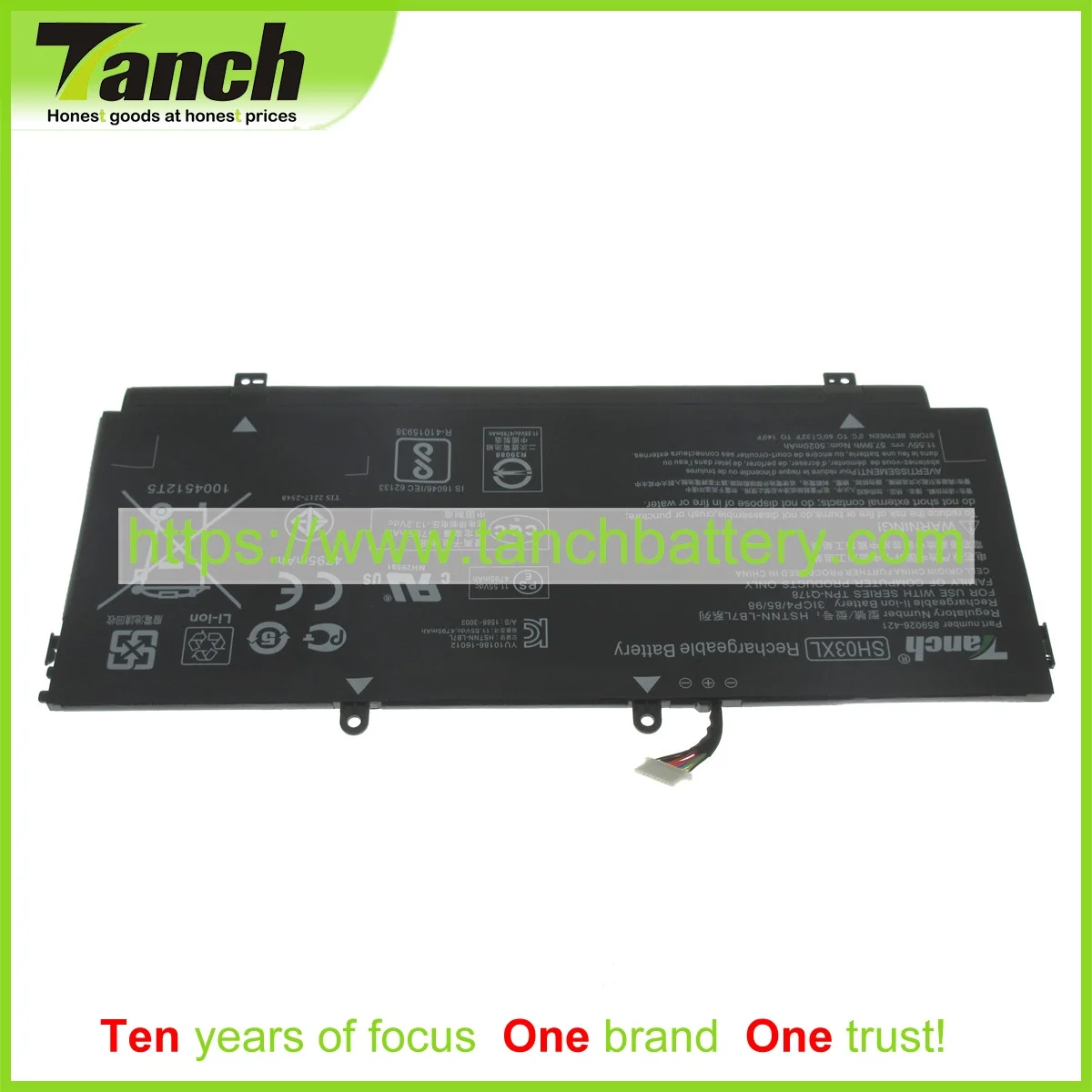 

Аккумулятор для ноутбука Tanch SH03XL для HP TPN-Q178 SH03057XL 859026-421 Spectre x360 13-ac001ns 13-ac036ng 13-ac033ng, 11,55 В, 3 ячейки