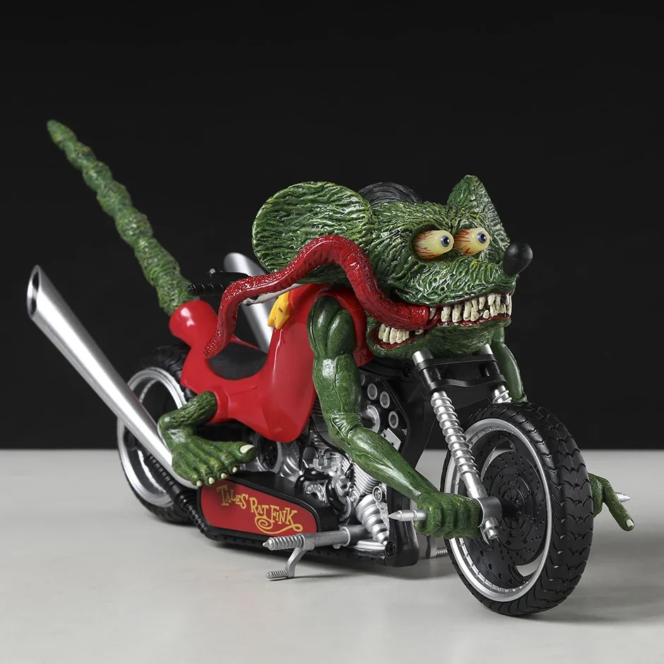 Rat Fink Crazy Mouse Motorcycle Action Figure Model Doll Toy