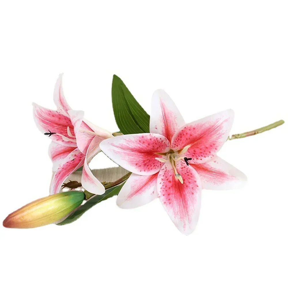 41cm Artificial Flowers Wedding Bouquet Single Lily Flower Two Flowers One Bud Branch Home Garden Decor Dia De La Madre Flores