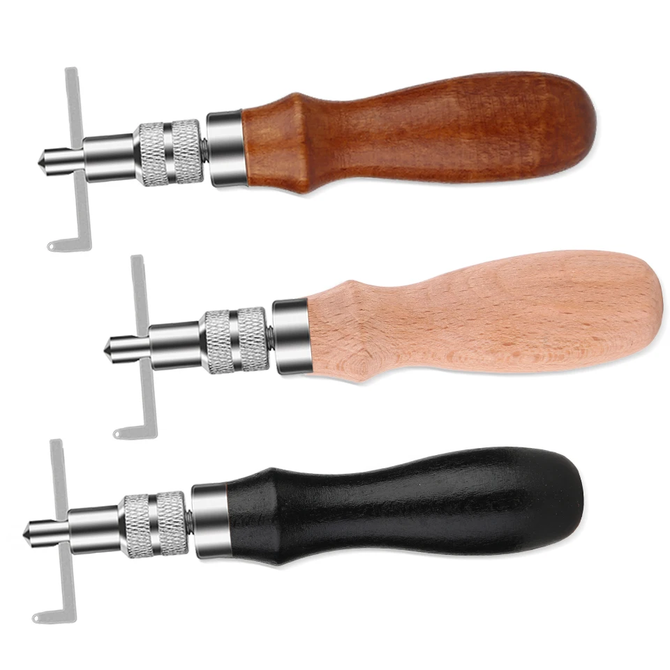 MIUSIE Adjustable Leather Stitching Groover and Creasing Edge Beveler Leathercraft Kit Carving Cutting Edge Tools Leather Groove