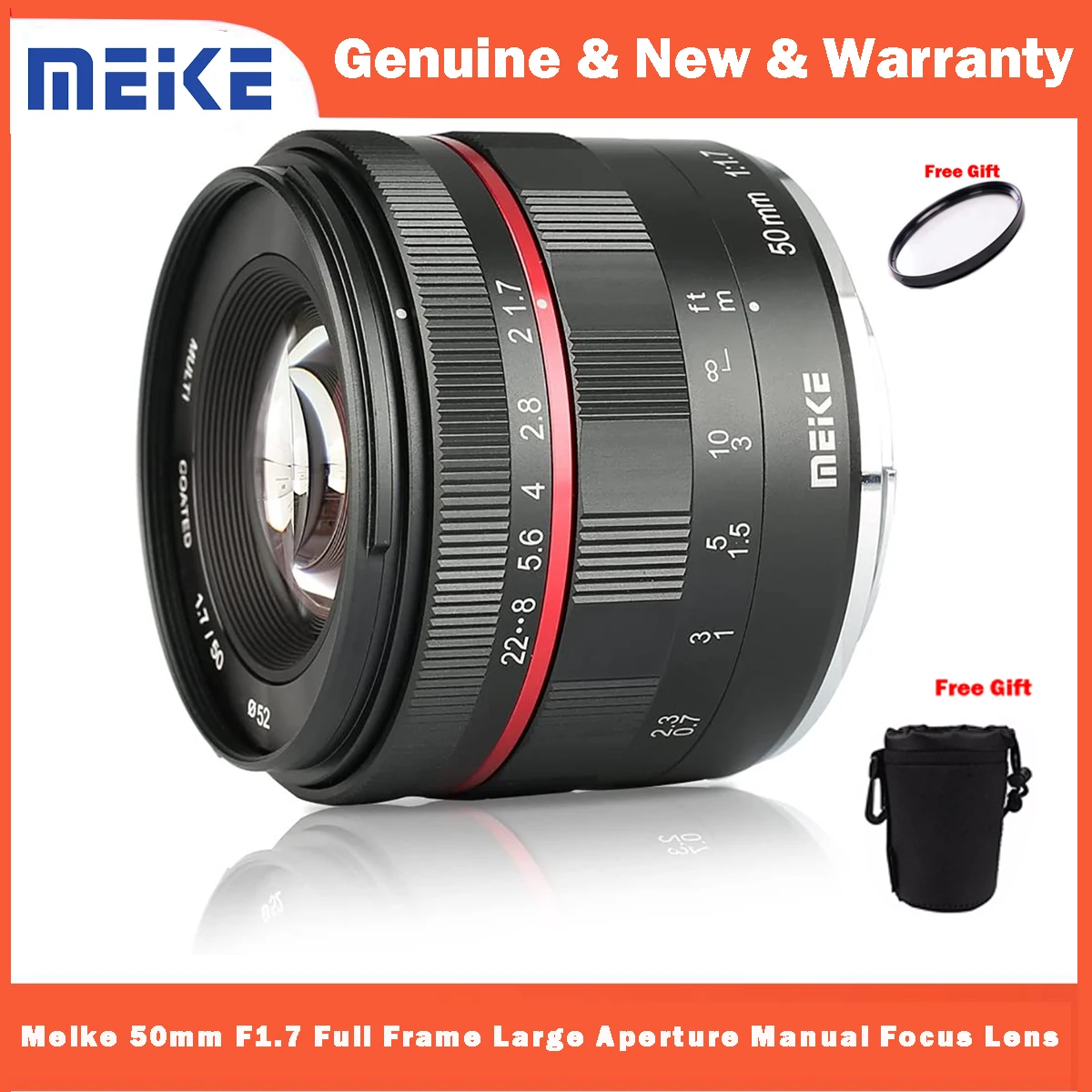 Meike 50mm Full Frame Large Aperture Manual Focus Lens for