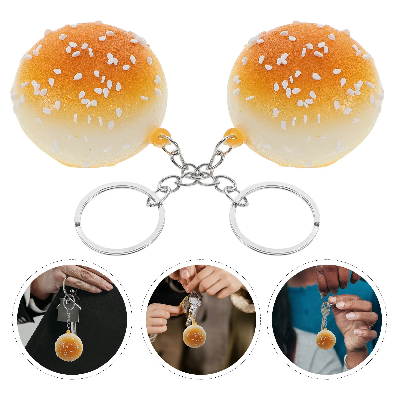 2개 자동차 액세서리 귀여운 맛있는 음식 열쇠고리 빵 펜던트 열쇠고리 배낭