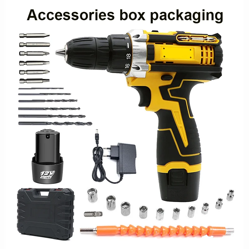 Lithium Electric Drill Electric Screwdriver Hand Electric Drill Electric Tool Set Multifunctional Accessory Box Packaging
