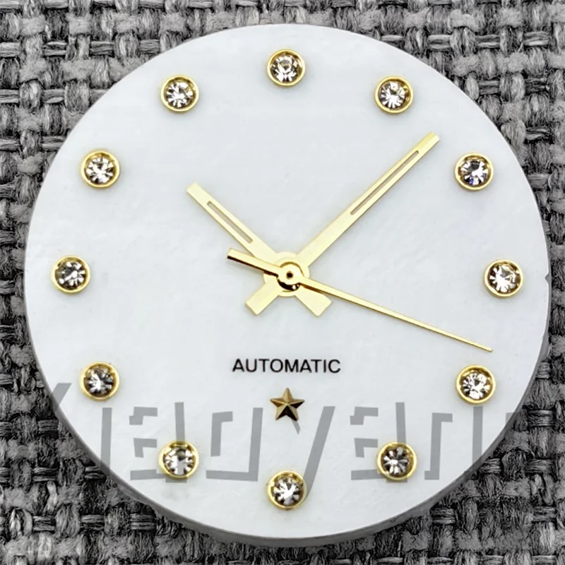 Elegant 24.5mm White Mother of Pearl Women's Watch Dial with Star Sign and Diamond Index