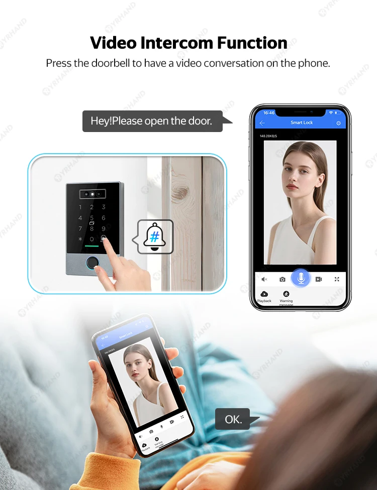 TTLOCK Biometric IP65 Waterproof face 100 Fingerprint Access Control Keypad supp