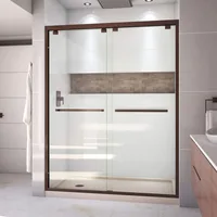 36 in. D x 60 in. W x 78 3/4 in. H Bypass Shower Door in Oil Rubbed Bronze and Left Drain Biscuit Base Kit 1