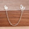 87172-409a26.jpg Boucles d'oreilles pendantes en acier inoxydable pour femmes, chaîne de couleur or, pendentif en zircone, Clip, accessoires bijoux de fête de vacances