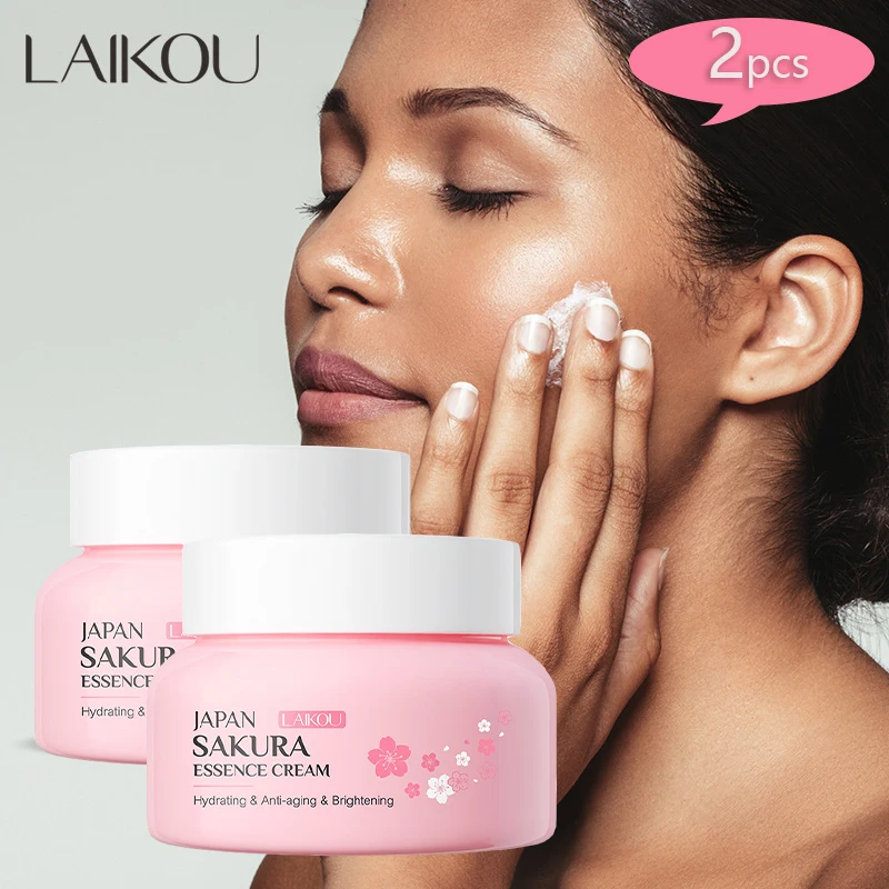 

2pcs LAIKOU Japan Sakura Essence Face Cream Cherry Blossom Facial Cream Moisturizing Anti Wrinkle Anti Aging Korean Skin Care