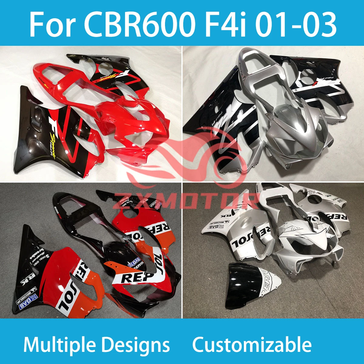 

CBR600 F4i 01 02 03 обтекатель двигателя для Honda CBR600F4i 2001 2002 2003 комплект пластиковых обтекателей для мотоцикла